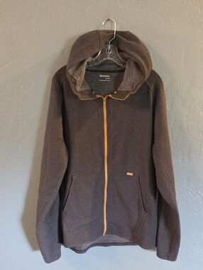 Simms Men's Charcoal Zip-Up Hooded Sweater with Gold Zipper